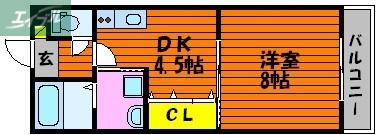 クルーズイン(1DK/3階)の間取り写真