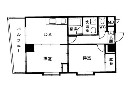 大島ビル(2DK/2階)の間取り写真