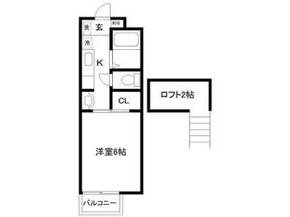 カーサ東照宮I(1K/1階)の間取り写真