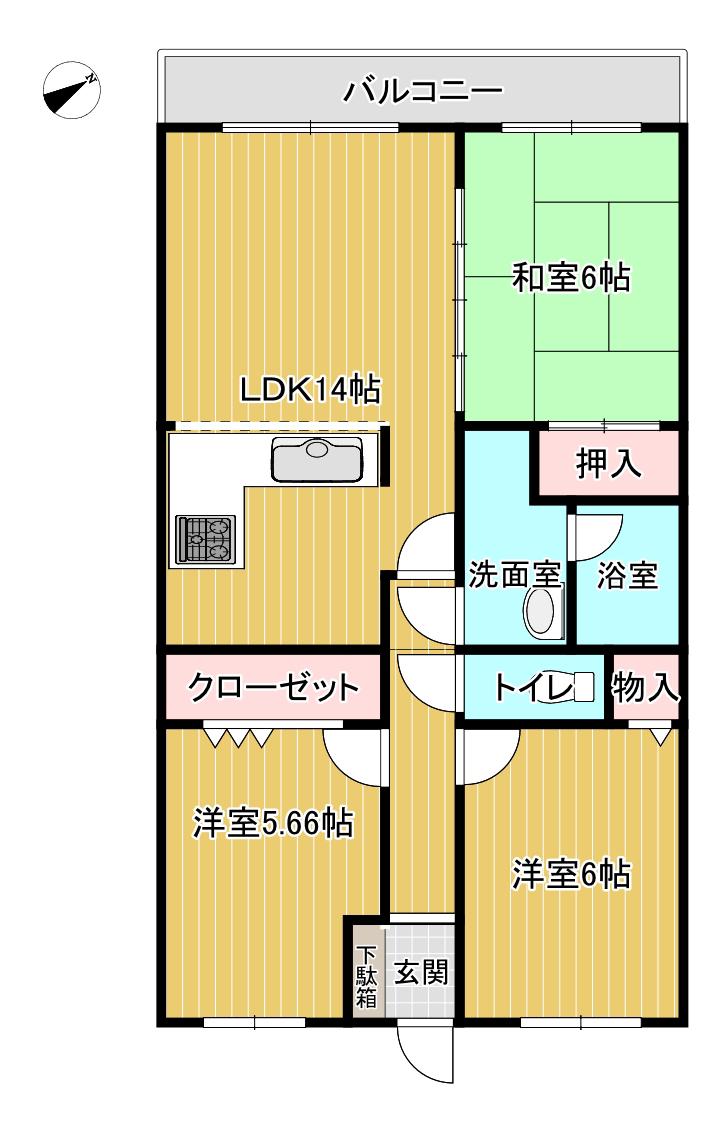 フォンテーヌ並木(3LDK/2階)の間取り写真