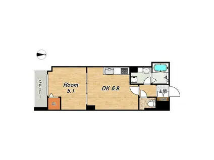 レジデンス京都洛央(1DK/4階)の間取り写真