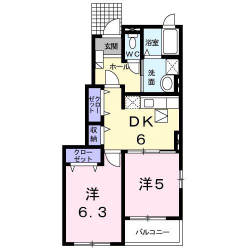 ＪＲ花輪線 東大館駅 徒歩18分 2階建 築18年(2DK/1階)の間取り写真