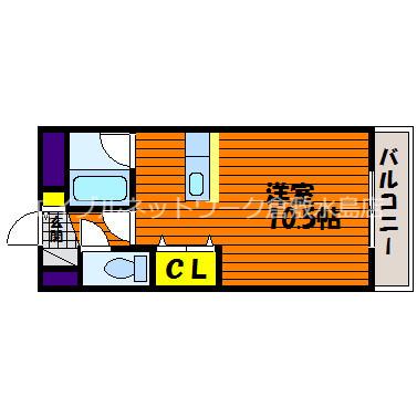 ドムス倉敷(ワンルーム/2階)の間取り写真
