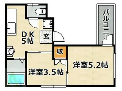 前田マンション(2DK/2階)の間取り写真