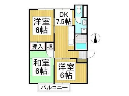 ハイツサンリバー(3DK/2階)の間取り写真