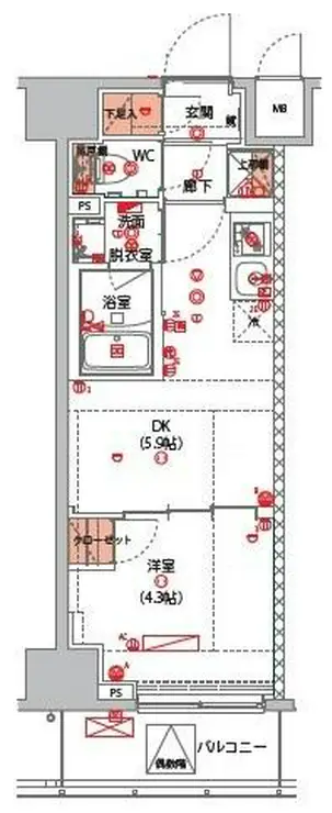 ハーモニーレジデンス新宿早稲田ザ・ガーデン 4階階 間取り