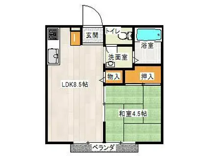 メイプル(1LDK/1階)の間取り写真