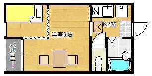MOON下到津C棟(1K/1階)の間取り写真