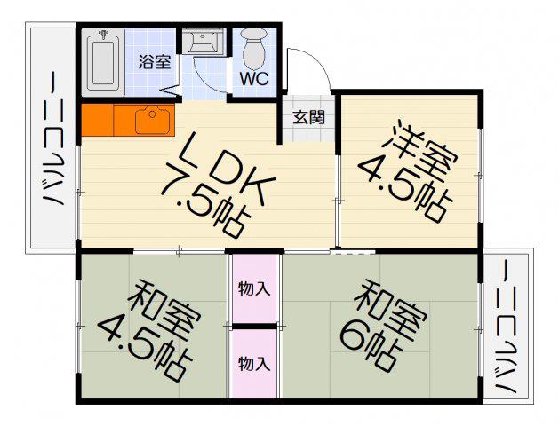 第1ミツルマンション(3DK/3階)の間取り写真