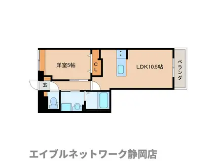 静岡鉄道静岡清水線 新静岡駅 徒歩22分 5階建 築1年(1LDK/3階)の間取り写真