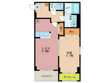 コーセーコーポI(1LDK/2階)の間取り写真