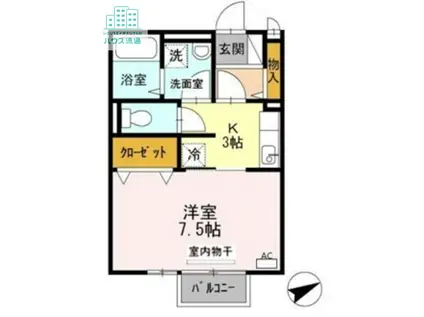 サンライズ豊II(1K/2階)の間取り写真