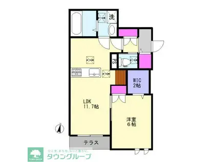 カントリーマム邦菊(1LDK/1階)の間取り写真