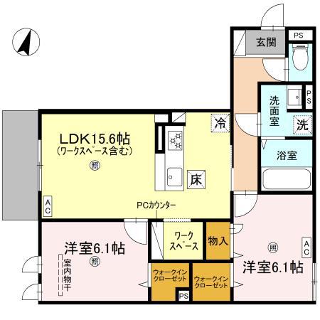 LA MAISON 高羽町(2LDK/1階)の間取り写真
