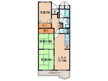 グリーン北塩屋(3LDK/4階)の間取り写真