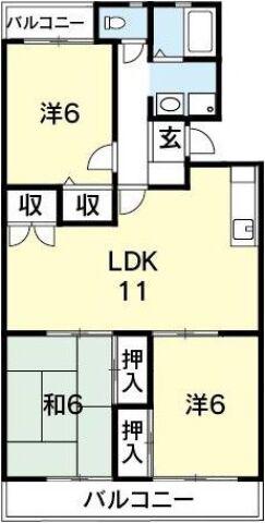 ローレルハイツ中村(3LDK/4階)の間取り写真