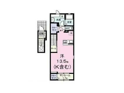 ルーセンス(ワンルーム/2階)の間取り写真