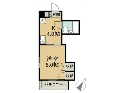 鯉松園ビル(1K/4階)の間取り写真