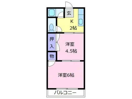 ニュー白樺ハイツ(2K/2階)の間取り写真