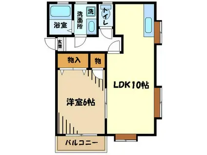 ナユタ石川(1LDK/2階)の間取り写真