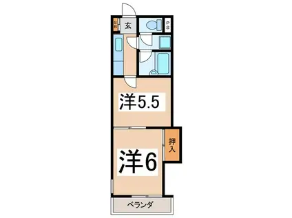 セリエB棟(2K/1階)の間取り写真