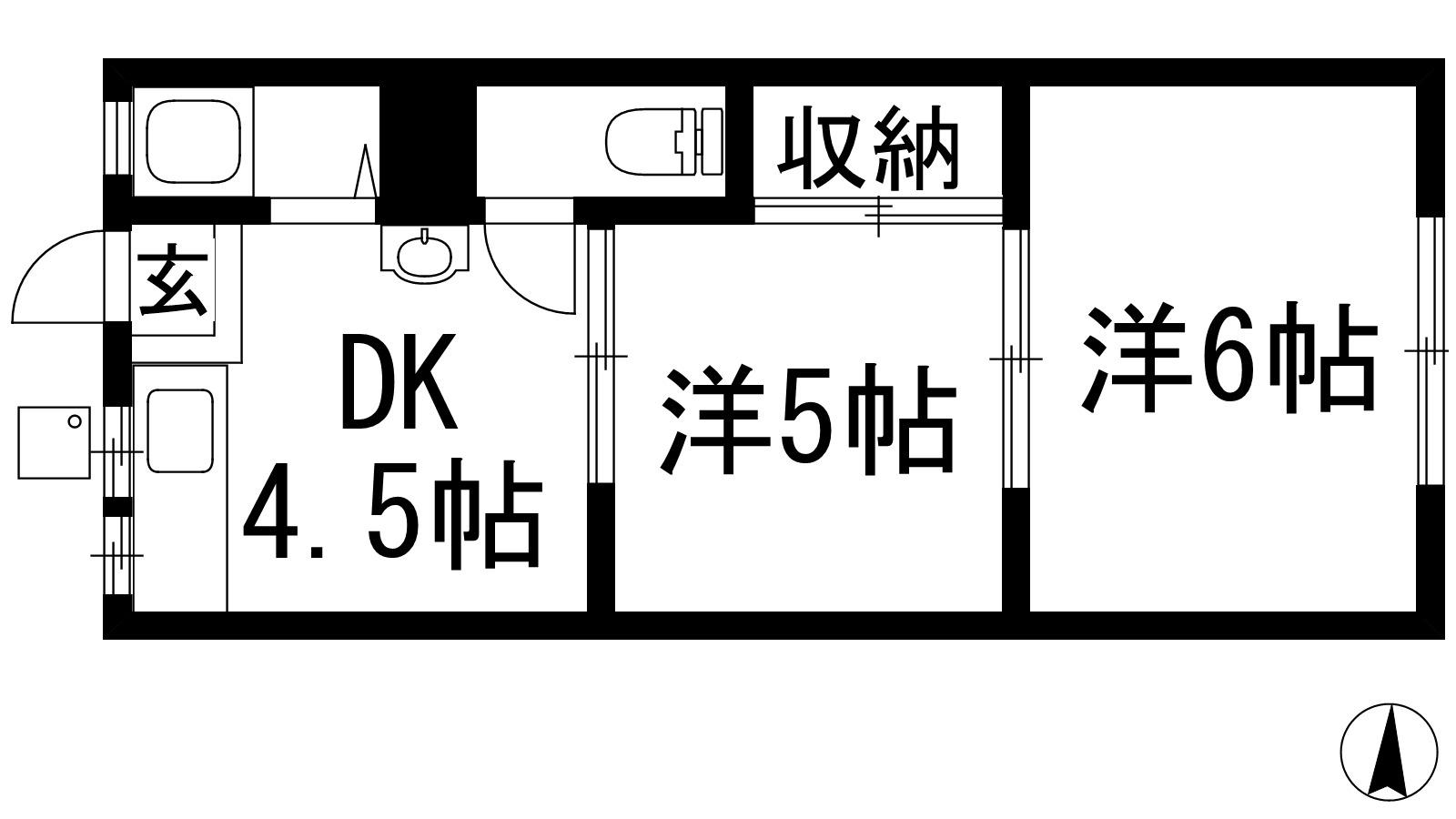 門戸東ハイツ(2DK/2階)の間取り写真