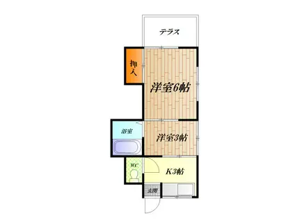 コーポ高木A棟(2K/1階)の間取り写真