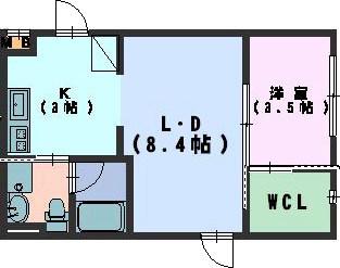 本山カルテットハウス(1LDK/1階)の間取り写真