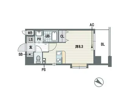 ブランオールB館(ワンルーム/1階)の間取り写真