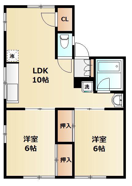 シティハイムチハル(2LDK/1階)の間取り写真