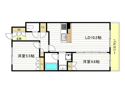 アーバンパーク淡路(2LDK/5階)の間取り写真