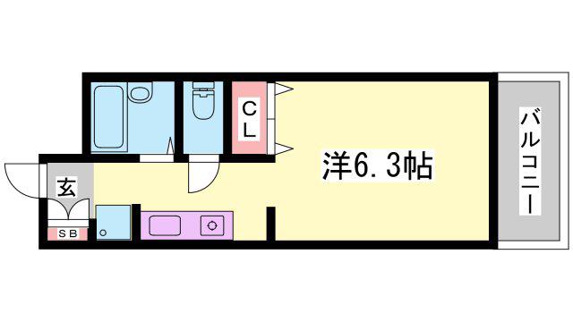 アミスタ花北(1K/2階)の間取り写真