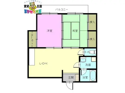 ヴィラ中川III(2LDK/4階)の間取り写真