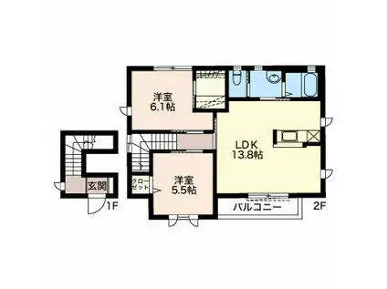 ニューポート未来(2LDK/2階)の間取り写真