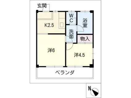 コーポ竜(2K/3階)の間取り写真