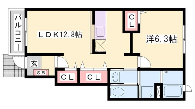 ササラビレッジ(1LDK/1階)の間取り写真