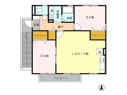 フラージュヴェールM棟(2LDK/2階)の間取り写真