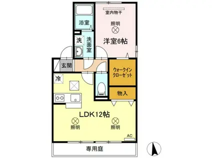 サンティーエA棟(1LDK/1階)の間取り写真