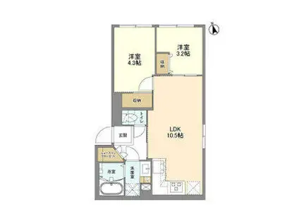 ウェルスクエア新宿戸山(2LDK/3階)の間取り写真