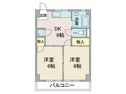 水野マンション(2DK/6階)の間取り写真