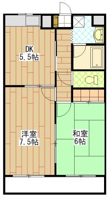 クラフト III(2DK/1階)の間取り写真