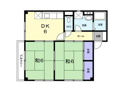 エルコーポ上の浜(2DK/2階)の間取り写真