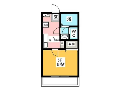 スカイパル(1K/2階)の間取り写真