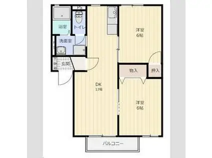 ロジュマンA棟(2LDK/1階)の間取り写真