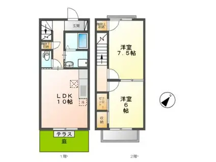 TERRACE PADDYI(2LDK/2階)の間取り写真