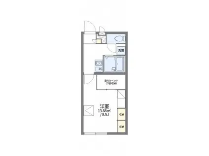 レオパレス比叡尾(1K/1階)の間取り写真