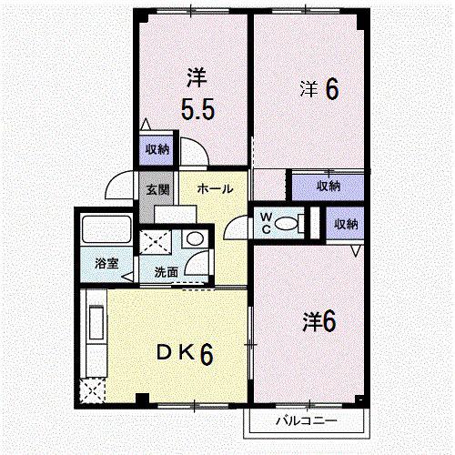 クローバ-A(3DK/2階)の間取り写真