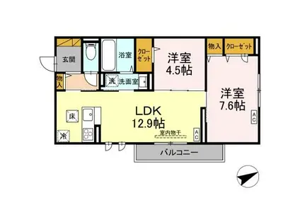 ECLAT(2LDK/2階)の間取り写真