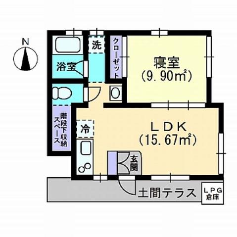 八朔ハウス(1LDK/1階)の間取り写真