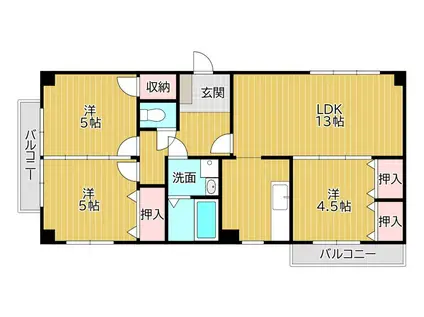 リリーフ浅川II(3LDK/4階)の間取り写真